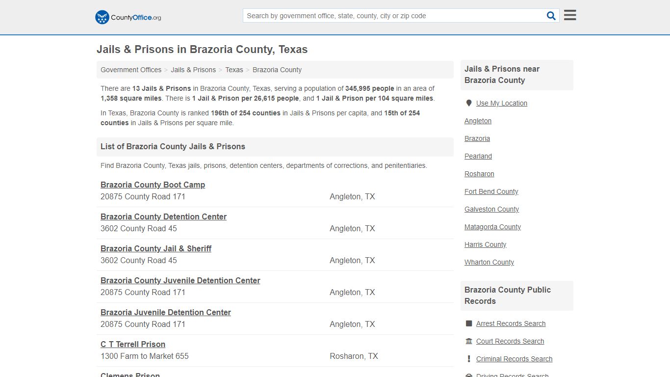 Jails & Prisons - Brazoria County, TX (Inmate Rosters ...